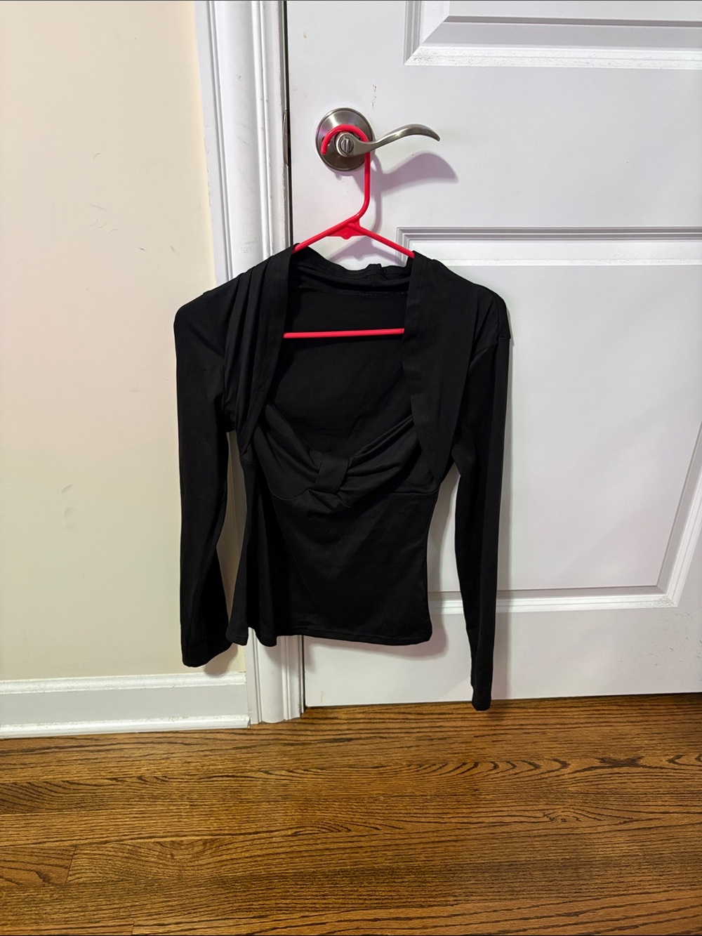 SHEIN Black Long-Sleeve Twist Front Tunic Top